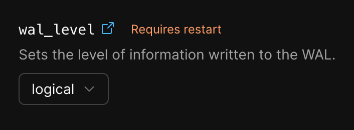 Настройка wal_level в консоли PlanetScale